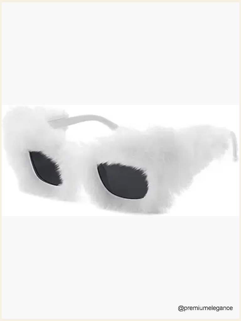 Vintage Plush Fuzzy Cat Eye Sunglasses Punk Velvet Shades Party Masquerade